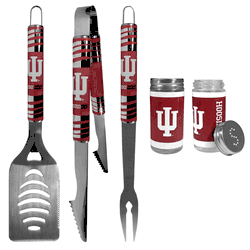 Indiana Hoosiers 3 pc Tailgater BBQ Set and Salt and Pepper Shaker Set