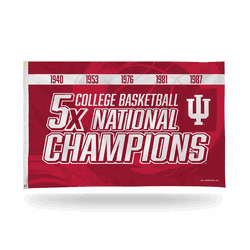 Indiana Hoosiers 5 Time College Basketball Champs Banner Flag