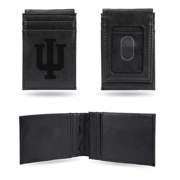 Indiana Hoosiers Black Laser Engraved Front Pocket Wallet