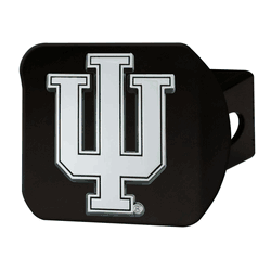 Indiana Hoosiers Black Metal Hitch Cover with Metal Chrome 3D Emblem