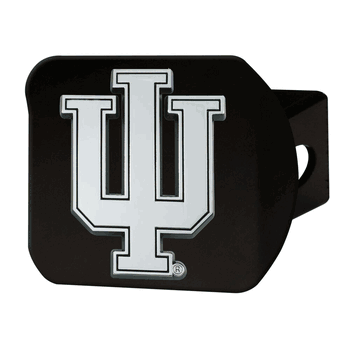 Indiana Hoosiers Black Metal Hitch Cover with Metal Chrome 3D Emblem