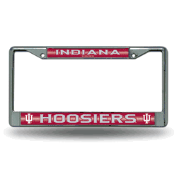 Indiana Hoosiers Classic 12" x 6" Silver Bling Chrome Car/Truck/SUV Auto Accessory