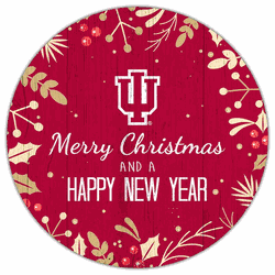 Indiana Hoosiers Merry Christmas & New Year 12in Circle