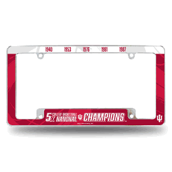 Indiana Hoosiers Multi Champ 12" x 6" Chrome All Over Automotive License Plate Frame for Car/Truck/SUV