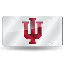 Indiana Hoosiers Silver 12" x 6" Silver Laser Cut Tag For Car/Truck/SUV