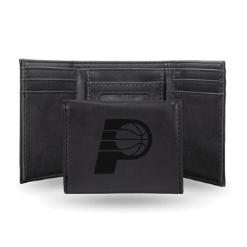 Indiana Pacers Black Laser Engraved Faux Leather Trifold