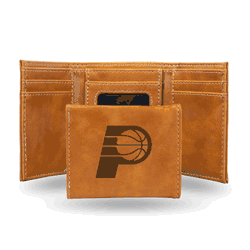 Indiana Pacers Brown Laser Engraved Tri-Fold Wallet
