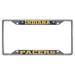 Indiana Pacers Chrome Metal License Plate Frame, 6.25in x 12.25in