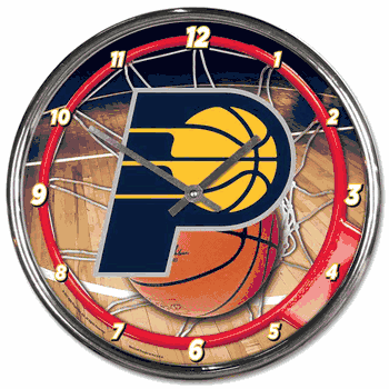 Indiana Pacers Clock Round Wall Style Chrome