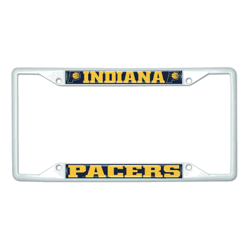Indiana Pacers White Metal License Plate Frame - 6.25