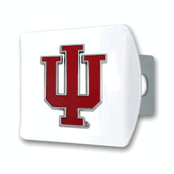 Indiana White Metal Hitch Cover with  3D Color Emblem