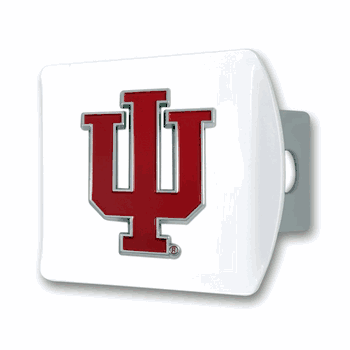 Indiana White Metal Hitch Cover with  3D Color Emblem
