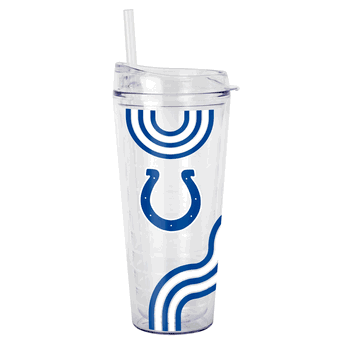 Indianapolis Colts 22oz Waves Dbl Wall Clear Tumbler