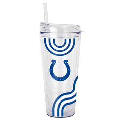 Indianapolis Colts 22oz Waves Dbl Wall Clear Tumbler