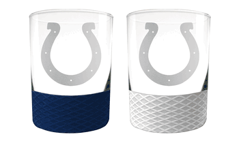 Indianapolis Colts 2pc Laser Etched Commissioner Rocks Glass Set