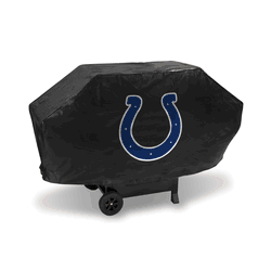 Indianapolis Colts Black Deluxe Vinyl Grill Cover - 68" Wide/Heavy Duty/Velcro Staps