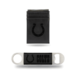 Indianapolis Colts Black Laser Engraved Front Pocket Wallet & Bar Blade