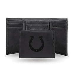 Indianapolis Colts Black Laser Engraved Tri-Fold Wallet