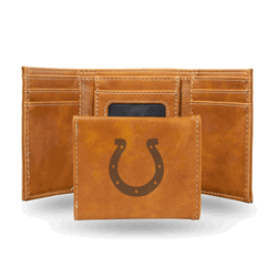 Indianapolis Colts Brown Laser Engraved Faux Leather Trifold