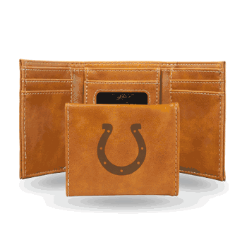 Indianapolis Colts Brown Laser Engraved Tri-Fold Wallet