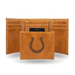 Indianapolis Colts Brown Laser Engraved Tri-Fold Wallet