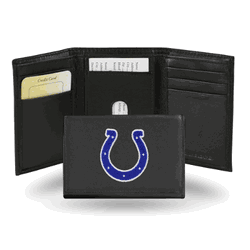 Indianapolis Colts  Embroidered Genuine Leather Tri-fold Wallet 3.25" x 4.25" - Slim