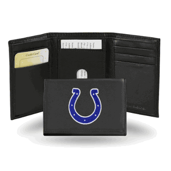 Indianapolis Colts  Embroidered Genuine Leather Tri-fold Wallet 3.25