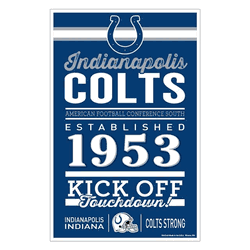 Indianapolis Colts Sign 11x17 Wood Established Design
