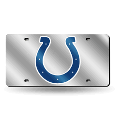 Indianapolis Colts Silver 12" x 6" Silver Laser Cut Tag For Car/Truck/SUV