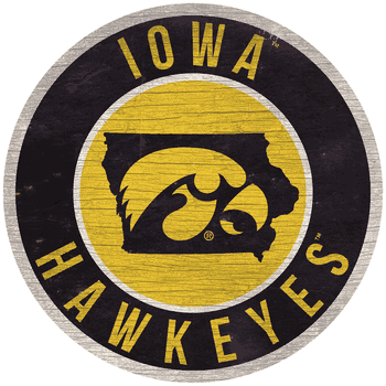 Iowa Hawkeyes 12 in. Circle w/ State Sign