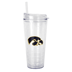 Iowa Hawkeyes 22oz Flipside Dbl Wall Clear Tumbler