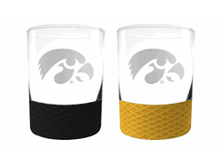 Iowa Hawkeyes 2pc Laser Etched Commissioner Rocks Glass Set