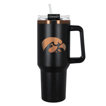 Iowa Hawkeyes 40oz Black and Copper Colossus Travel Mug with Straw