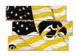 Iowa Hawkeyes American Flag 3 Plank