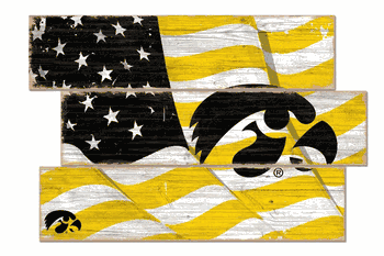 Iowa Hawkeyes American Flag 3 Plank