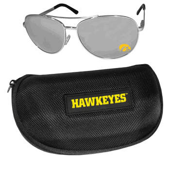 Iowa Hawkeyes Aviator Sunglasses and Zippered Carrying Case