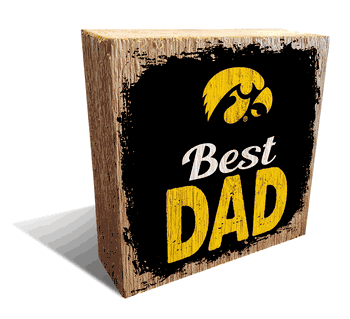 Iowa Hawkeyes Best Dad 6x6 Wood Block