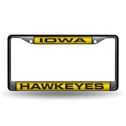 Iowa Hawkeyes Black 12" x 6" Black Laser Cut Chrome Frame