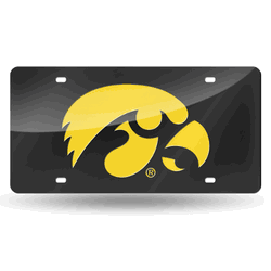 Iowa Hawkeyes Black 12" x 6" Laser Cut Tag For Car/Truck/SUV