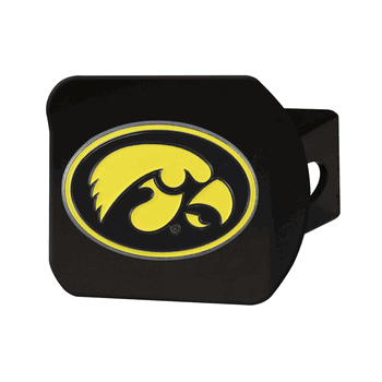 Iowa Hawkeyes Black Metal Hitch Cover - 3D Color Emblem
