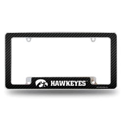 Iowa Hawkeyes Carbon Fiber 12" x 6" Chrome All Over Automotive License Plate Frame