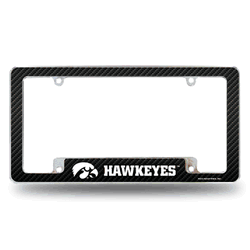 Iowa Hawkeyes Carbon Fiber 12" x 6" Chrome All Over Automotive License Plate Frame for Car/Truck/SUV