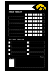 Iowa Hawkeyes Chore Chalk Board 11x19 Sign