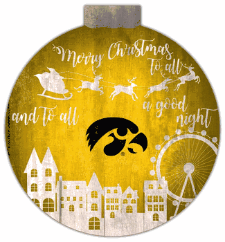 Iowa Hawkeyes Christmas Village 12in Wall Art