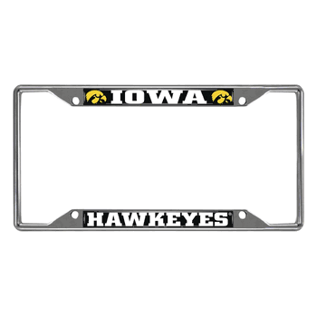 Iowa Hawkeyes Chrome Metal License Plate Frame, 6.25in x 12.25in