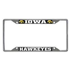 Iowa Hawkeyes Chrome Metal License Plate Frame, 6.25in x 12.25in