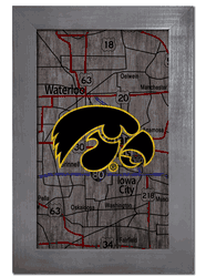 Iowa Hawkeyes City Map 11x19 Sign