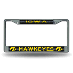 Iowa Hawkeyes Classic 12" x 6" Silver Bling Chrome Car/Truck/SUV Auto Accessory