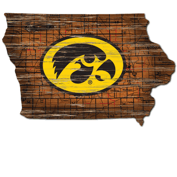 Iowa Hawkeyes Distressed State with Logo