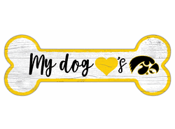 Iowa Hawkeyes Dog Bone 6x12 Sign
